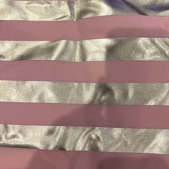 Macy’s Pink Gold Striped Tote Beach Bag - Picture 5 of 5